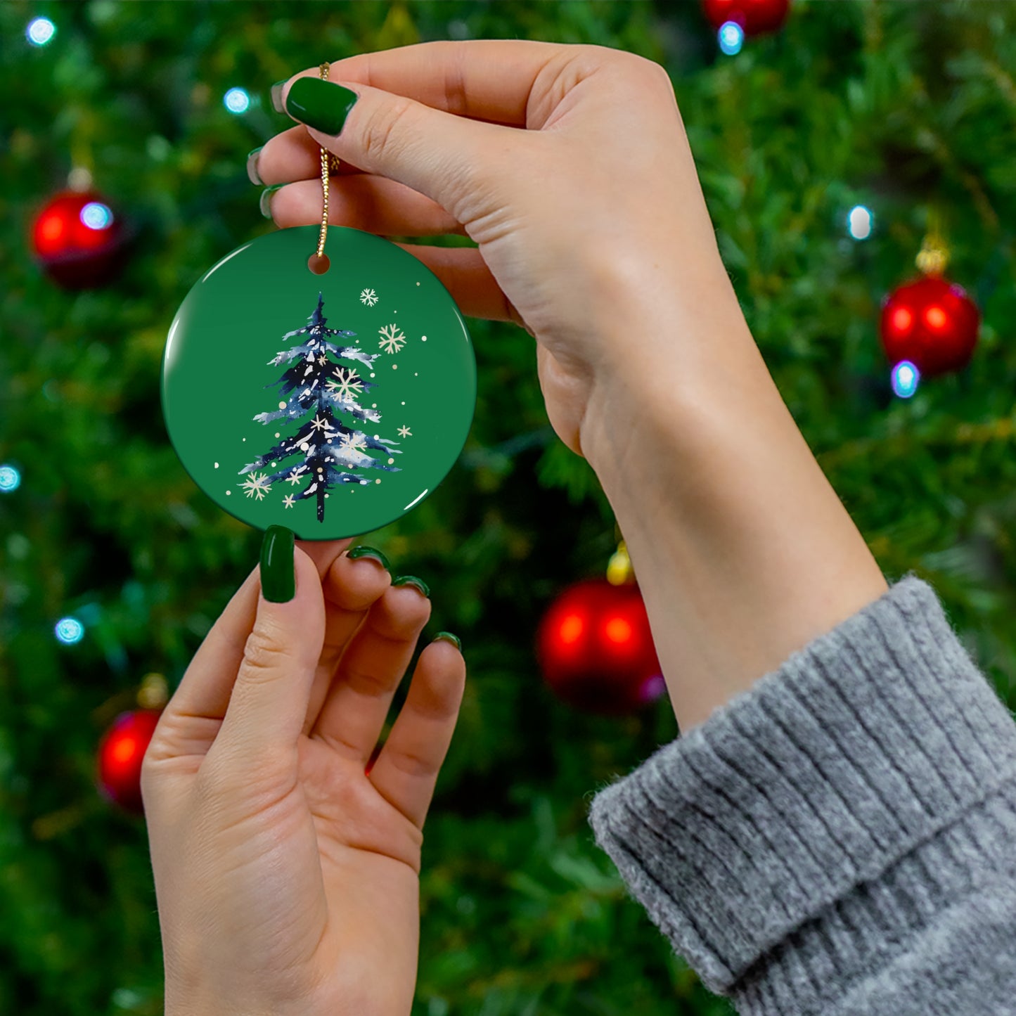 Winter Snow Ceramic Ornament