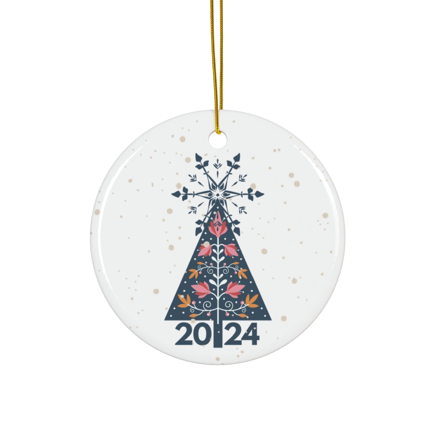 Nordic Pink Snow Ceramic Ornament