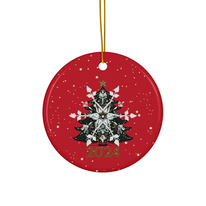 Red Snowfall Ceramic Ornament