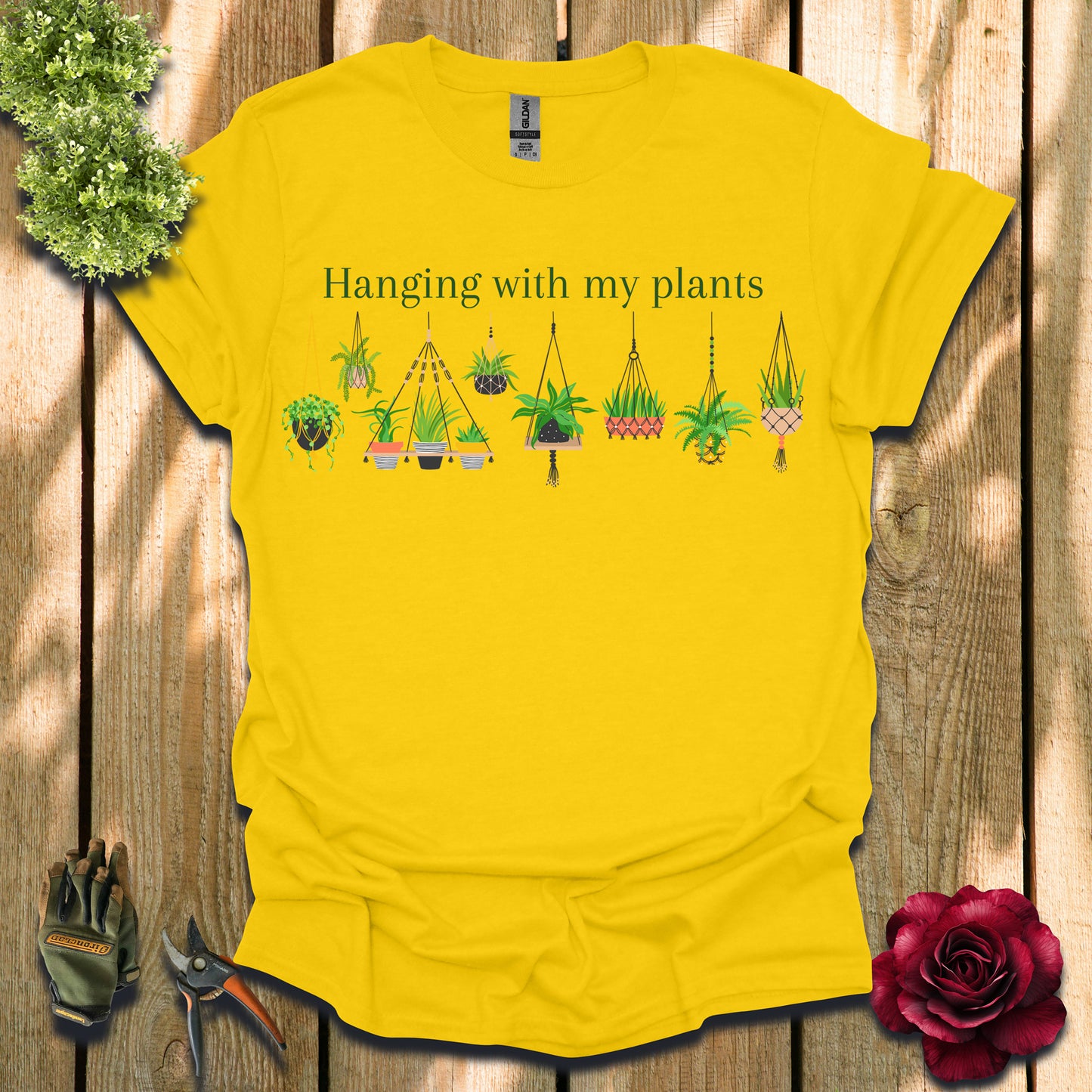 Hanging with My Plants Green T-Shirt