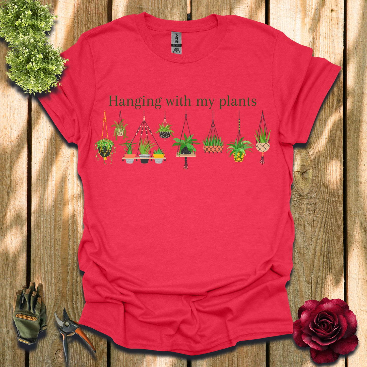 Hanging with My Plants Green T-Shirt