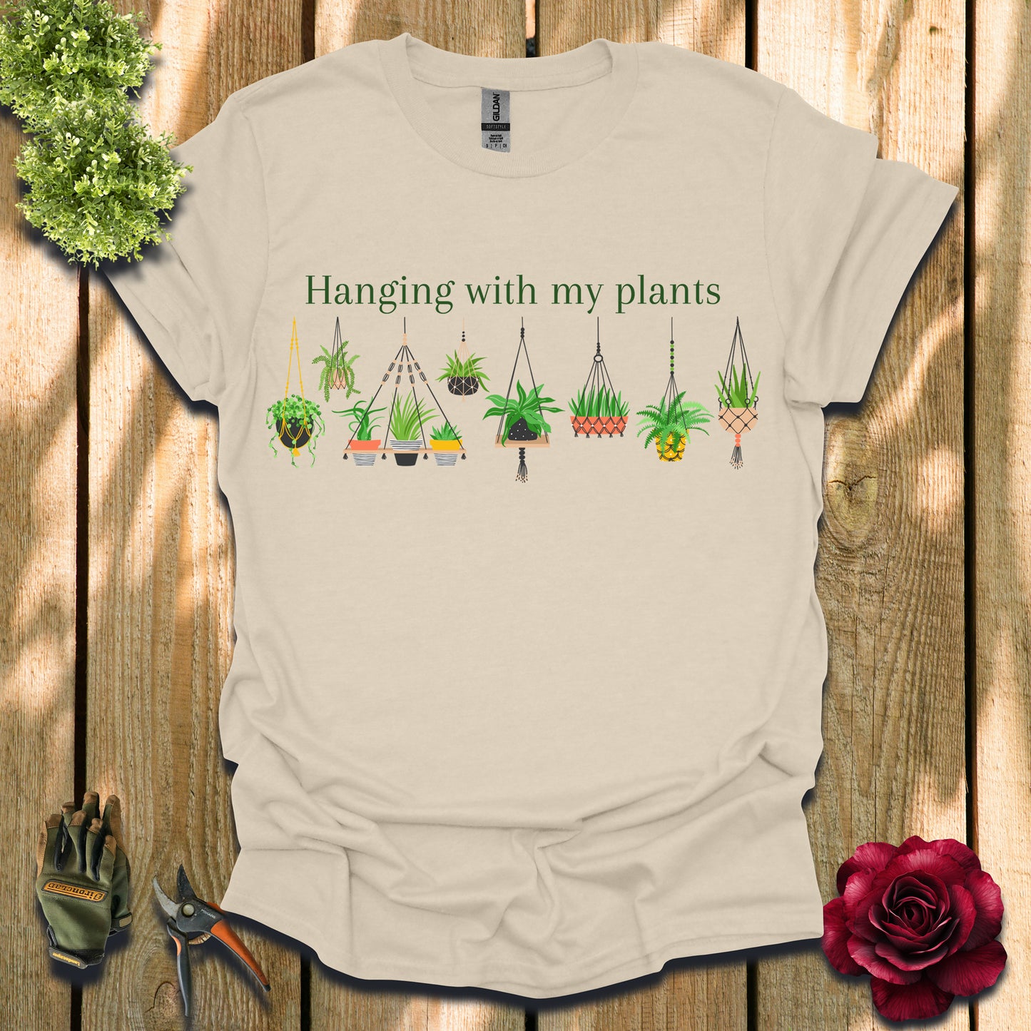 Hanging with My Plants Green T-Shirt