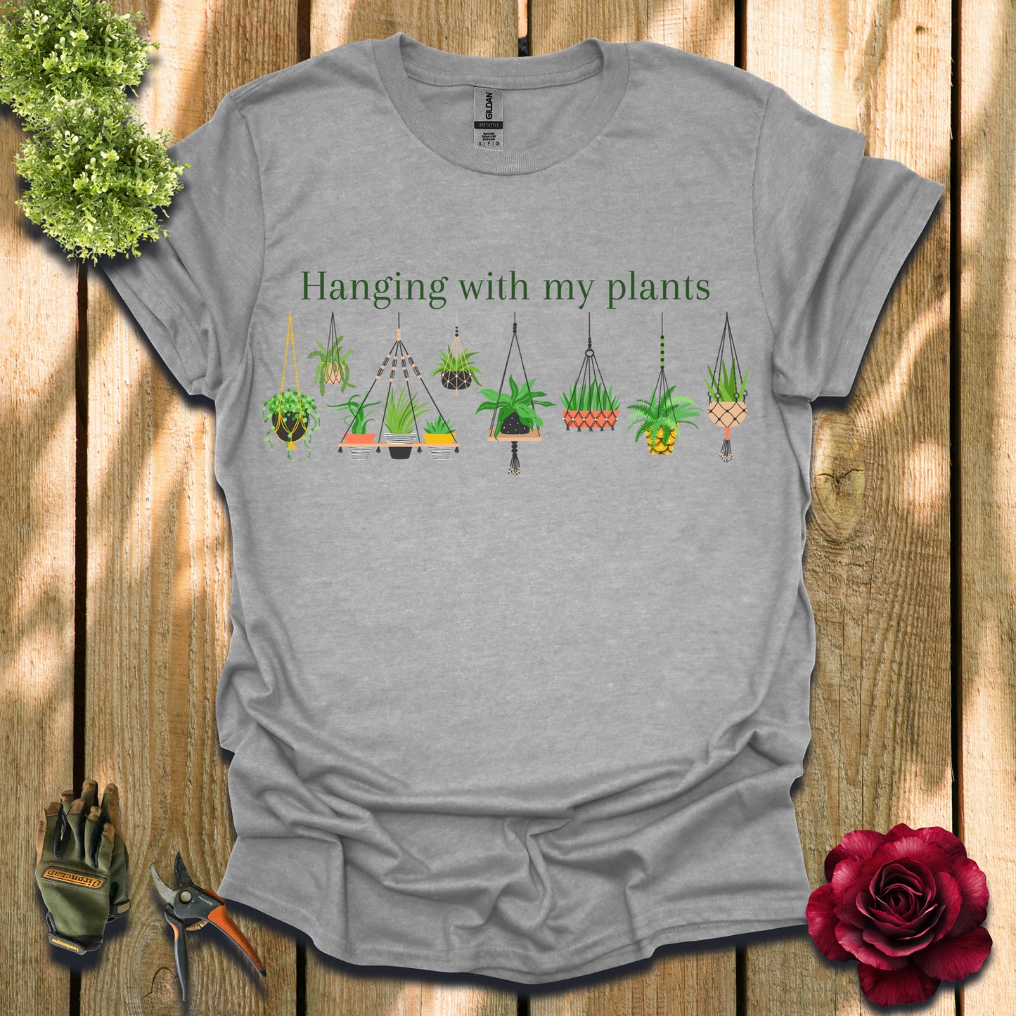 Hanging with My Plants Green T-Shirt