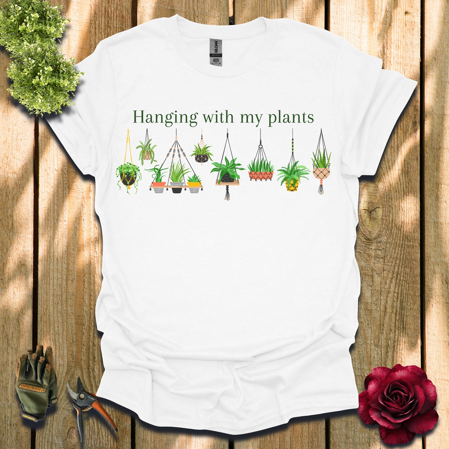 Hanging with My Plants Green T-Shirt